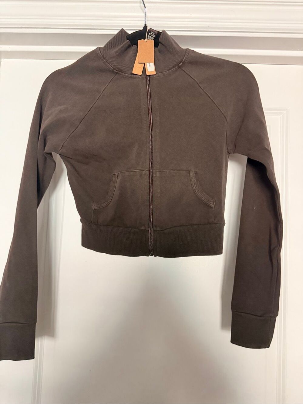 SKIMS Fleece Lounge Fitted Full Zip Sweatshirt Jacket Dark Gray Black XS NWT